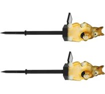 NUOBESTY Pack of 2 LED dārza gaismas vāvere ar zemes smaili āra pagalma gaismas zāliena dekorēšana Krāsaina LED dzīvnieku lampa terasei un dārzam