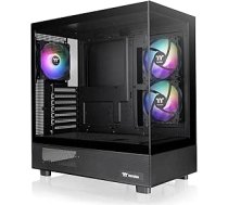 Thermaltake View 270 Plus TG ARGB ATX Midi-Tower PC korpuss - panorāmas rūdīts stikls priekšpusē un sānos, 3 x 120 mm ARGB-Lite ventilators, USB-C, 360 mm radiatora atbalsts, melns