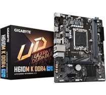 GIGABYTE H610M K DDR4 pamatplate - atbalsta Intel Core 14. paaudzes procesorus, 3+1+1 fāžu hibrīda barošanas konstrukcija, līdz 3200 MHz DDR4, 1xPCIe 3.0 M.2, GbE LAN, USB 3.2 Gen 1