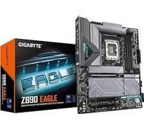 GIGABYTE Z890 Eagle pamatplate - atbalsta Intel Core Ultra (2. sērijas) procesorus, 14+1+2 fāžu VRM, līdz 8800 MHz DDR5 (OC), 1x PCIe 5.0 M.2 + 3x PCIe 4.0 M.2, 2.5GbE LAN, USB4