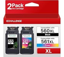 ECHALLENGE PG-560XL CL-561XL priekš Canon 560 561 Daudzpaku tintes kasetnes Canon 560XL 561XL priekš Pixma TS5350 TS5351 TS5352 TS5353 TS7450 TS7451 (melna, krāsaina, 2 iepakojumi)