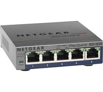 Netgear GS105E-200PES 5 portu inteliģents pārvaldāms Plus gigabitu komutators (līdz 2000 Mb/s, plug-and-play, konfigurējams ar vācu GUI, VLAN, QoS/DoS, IGMP snooping, bez ventilatora, metāla šasija)