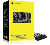 Corsair Premium klases 5. tipa PSU kabelis ar vienu apvalku - Pro komplekts - melns un balts