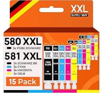 Piegādātājs Guy 580XXL 581XXL Printeru kasetnes Saderīgs ar Canon PGI-580 CLI-581 Kasetnes Piemērots Pixma TS705 TS705a TS6350 TS6350a TS6351 TS6351a TS6300 TR8550 TS9550 Multipack 15 tintes iepakojums