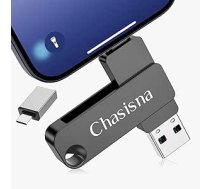 128 GB atmiņas karte iPhone/iPad/PC/Android, 3-in-1 USB zibatmiņas karte iPhone ar 1OS, C tipa un USB pieslēgvietu, ārējā krātuve fotoattēliem un video (nav nepieciešama lietotne)