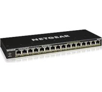 NETGEAR 16-port Gigabit Ethernet nepārvaldāms Essentials PoE+ komutators (GS316P): ar 16 x PoE+ 115 W, uzstādāms uz galda vai sienas