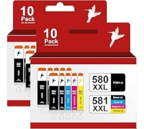 20 realink XXL tintes kasetnes ar mikroshēmu, kas līdzvērtīgas Canon PGI-580 CLI-581. Piemērotas Canon Pixma TS705 (a) TS6350 (a) TS9550 printeriem.