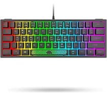 LexonElec K61 60% procentuālā tastatūra spēļu datoram ar RGB apgaismojumu melna - Mini UK izkārtojuma QWERTY tastatūra - mehāniskā ergonomika - Anti-Ghosting Double Shot taustiņi - klēpjdatoram