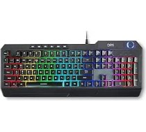 DR1TECH Wasp RGB spēļu tastatūra datoram/PS4 ar LED fona apgaismojumu - 104 taustiņi ar 26 taustiņiem pret izgaismojumu - USB tastatūra ar kabeli (QWERTZ International Layout)