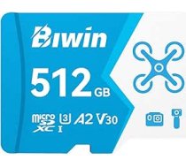 Biwin MS160 MicroSDHC UHS-I atmiņas karte 512GB - nolasīšana līdz 160MB/s - A2 V30 U1 Class 10-4K UHD video ierakstīšanai no viedtālruņiem/tabletiem/digitālajām kamerām Canon Sony