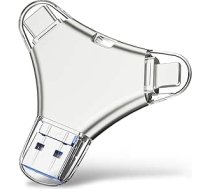 USB zibatmiņas karte 64 GB tālrunim bez lietotnes, 4 in 1 atmiņas karte tālrunim/padatoram/ Android/personālajam datoram, USB zibatmiņas ārējā atmiņa, fotoattēlu/video materiālu dublēšana
