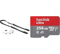 Peak Design Leash kameras siksna (melna) sistēmas kamerām un mazākām digitālajām spoguļkamerām (L-BL-3) & SanDisk Ultra Android microSDXC UHS-I atmiņas karte 256GB + adapteris