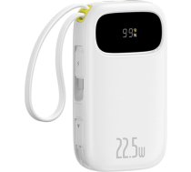 Powerbank 20000mAh ar displeju un iebūvētiem kabeļiem EnerFill FC31 22,5W - balta