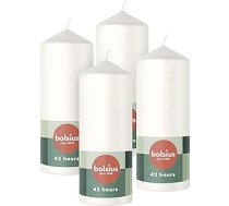 Bolsius gludās sveces - baltas - 4 gabali - 15 x 6 cm - dekoratīvās mājas sveces - degšanas laiks 42 stundas - bez aromāta - satur dabīgo augu vasku - bez palmu eļļas