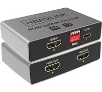 HDMI sadalītājs 1 ieeja 2 izejas 4K 60Hz - EDID klons, HDCP2.2, HDR, Dolby Atmos, Dolby Vision - saderīgs ar Firestick 4k Max, PS3/PS5 un Elgato HD60s/x/Pro, Apple TV 4K, Retrotink, Roku Stick