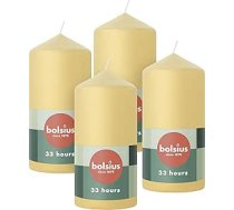 Bolsius gludās sveces - bēšas krāsas - 4 gabali - 12 x 6 cm - dekoratīvās mājas sveces - degšanas laiks 33 stundas - bez aromāta - satur dabīgo augu vasku - bez palmu eļļas