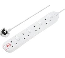 Masterplug SWSRG4210N-MP 2 m 36 x 5,5 x 3 cm pagarinātājs ar 4 kontaktligzdām un vienu slēdzi - balts