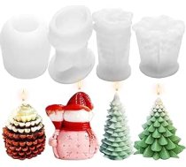 Veihnachtsharz-Formen aus Silikon, 3D-Weihnachtskerzenherstellung, Formen für Epoxidharz, Kerzenherstellung, Heimgarten, Ornamente, DIY Weihnachtsgeschenke, Basteln (4 komplekti)