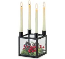 Stikla sveču turētājs Adventes vainags Mūsdienīgs sveču turētājs: Adventa vainags sveču turētājs Melns sveces turētājs no stikla adventes Ziemassvētku galda dekorēšanai.