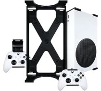 Xbox Series S sienas stiprinājuma un kontroliera sienas stiprinājuma komplekts no Q-View - Sichere Untertischhalterung - Signature X Design - Schrauben und Befestigungselemente enthalten - Kunststoff - Schwarz