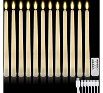 IMAGE 12 uzlādējamu LED svecīšu komplekts ar tālvadības pulti un taimeri, nedegošas 3D dakts ar bateriju darbināmas LED sveces ar makšķerēšanas auklu, mirgojoša silti balta gaisma, Lieldienu svinībām, Ziemassvētkiem