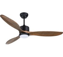 Ovlaim koka 132 cm griestu ventilators ar LED apgaismojumu un tālvadības pulti, IP44 āra griestu ventilatori ar enerģiju taupošu līdzstrāvas motoru, kluss, dabīgs koks/melns