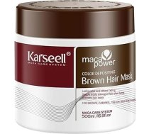 Karseell MACA CARE SYSTEM Braun Pigmented Hair Mask Colour Mask Care Barojoša Mitrinoša Atjaunojoša Pret sprogšanas spīdumu Intensīva sausiem bojātiem krāsotiem matiem Professional 500 ml