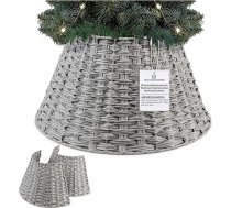 DECO EXPRESS Ziemassvētku eglītes svārki, pīts grozs eglītei, Ziemassvētku eglītes statīvs, Ziemassvētku rotājums, 28,5 x 30 cm (pelēks, augšdaļa 28,5 cm/apakšdaļa 50 cm)