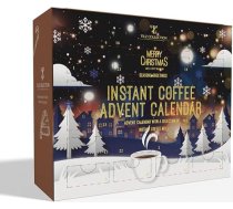Ziemassvētku dāvanas vīriešiem - kafijas adventes kalendārs 2025, 24 dienu aromatizēti kafijas maisiņi, individuāli iesaiņoti, Ziemassvētku advente, šķīstošā kafija pieaugušajiem, pārtikas dāvanas sievietēm