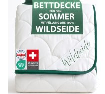 Welldora Vasaras sega 135 x 200 cm Viegla | 100% atvēsinošs savvaļas zīda pildījums | Gaisīga sega vasarai | Šveicē sertificēta Oeko-Tex | Speciālistu pārbaudīta alerģiju slimniekiem | Grezna atvēsinoša sega