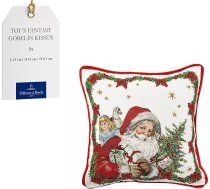 Villeroy & Boch Toy's Fantasy spilvens "Santa" Square, krāsains, mazgājams veļas mazgājamā mašīnā, divpusējs spilvens, Ziemassvētku rotājumi, dekoratīvās Ziemassvētku rotaļlietas, kokvilna, poliesters