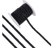 MAYJOYDIY 3 m melna mežģīņu apdare ar pērļu apdari 8 mm stikla pērlītes Izšūšanas mežģīņu lenta Modes dekoratīvā bārkstīm aplikācija kostīmu kleita kāzu dāvanu iepakojums DIY amatniecība