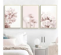 Champracer Plakāts Ziedi, Rozā Estētiskie attēli, Siltās Rozes Pušķis, Modern Abstract Wildflowers Kanvas Pictures & Art Prints Sienas Dekorēšana (50 x 70 cm)