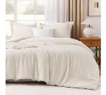 Litanika Twin XL Comforter Beige, 2 gab. bērnu gultasveļas komplekts, viegls vienkrāsains pūkains gultasveļas komplekts visiem gadalaikiem, 66 x 90 collas, sedziņas pārklājs un 1 spilvendrāna)