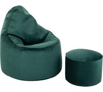 Loft 25 Capriccio Velvet Bean Bag Chair, Premium Velvet Bean Bag for Indoor Use for Home and Living Room, Ergonomic Design for Body Support (Bean Bag + Stool Pouffe, Forest)
