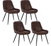 WOLTU BH332dbr-4 Dining Room Chairs Set of 4 Upholstered Faux Leather Kitchen Chair Padded Accent Chair for Living Room Bedroom Kitchen, Ergonomic Chair with Backrest, Dark Brown