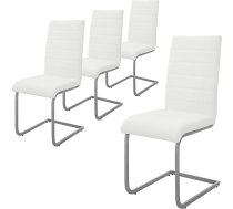 ML-Design Dining Room Chairs, Set of 4, White, Swing Chair, Cantilever Chair with High Backrest, Ergonomic Kitchen Chairs Made of Faux Leather & Metal, Modern Upholstered Chair for Dining Table and