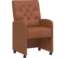 vidaXL Dining Room Chairs, 2 Pieces, Brown, 58 x 67 x 97 cm, Faux Leather, Modern Dining Chair Set, Ergonomic Faux Leather, Chic Wood Metal Design, Comfortable Chairs with Wheels
