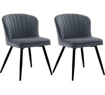 Lestarain LCNI122001-2 Dining Room Chairs, Modern Dining Room Chairs, Velvet Seat, Metal Legs, Ergonomic Chair for Kitchen, Living Room, Dressing Table, Bedroom, Dark Grey, Set of 2