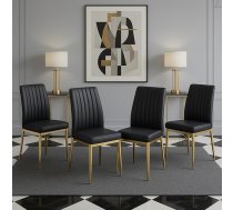 Generisch Dining Room Chairs Set of 4 Dining Room Chairs with Backrest, Kitchen Chairs Faux Leather Ergonomic with Lines Design and Footrest Load Capacity 100 kg for Kitchen, Living Room, Dining Room