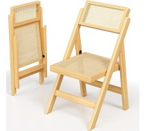 Clevich ēdamistabas krēsli, saliekamie virtuves krēsli bez roku balsta, bohēmas stilā, vintage, saliekamais krēsls ēdamistabai, rotangpalmas krēsls, balkona krēsls, dabīgs, 1 gab.
