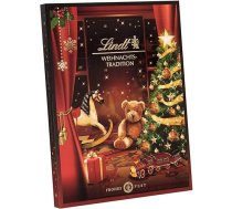 Lindt šokolāde, Ziemassvētku tradīcijas Adventes kalendārs 2025, 253 g, 24 dažādi šokolādes un šokolādes pārsteigumi, svētku šokolāde Ziemassvētku laikam.