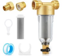 Skalošanas smalkais filtrs ar adapteri: G3/4 collu MNPT krāna ūdens filtra kombinācija atkārtoti lietojama filtrēšanai ar adapteri (1 colla).