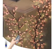 2,3 m 144 LED pasaku gaismas ar tālvadības pulti 8 režīmi taimeris sienas apdare guļamistaba dzīvojamā istaba ķiršu ziedu virtene ķiršu ziedu virtene ķiršu ziedu pasaku gaismas pavasaris Kawaii Sakura
