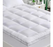 GRT King Size matrača pārvalks 5 cm biezs viskozes bambusa polsterējums ar 900 gsm 3D sniega pūkas alternatīvu pildījumu, stepēts, super pūkains, īpaši dziļš pārvalks (King Size 150x200)