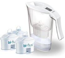 LAICA Carmen baltā filtra karafe 2,3 l ietilpības ar 3 Bi-Flux filtriem saglabā minerālsāļus, samazina hlora un smago metālu, ķimikāliju un cietības daudzumu.