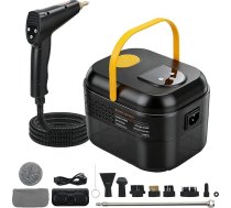 Tvaika tīrītājs, 1500 W rokas tvaika tīrītājs, pārnēsājams augstspiediena tvaika tīrītājs ar 1200 ml ūdens tvertni, 3 birstes galviņām, 6 regulējamiem ātrumiem grīdām, virtuvei, logiem, vannas istabām, automašīnām