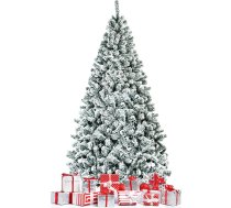 FANTASK 210 cm Ziemassvētku eglīte ar čiekuriem, mākslīgā Ziemassvētku eglīte ar metāla statīvu un 108 PVC adatām, salokāms metāla statīvs Ziemassvētku rotājumiem (zaļa)