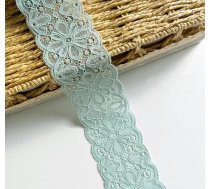 WANYI 5 jardu elastīga mežģīņu lenta, 6 cm plata, mežģīņu apmales, mežģīņu apdares un lentes šūšanai, Vintage auduma apmales, dekoratīvā lenta apakšveļai, aizkariem, dāvanu lentes (gaiši zaļa)