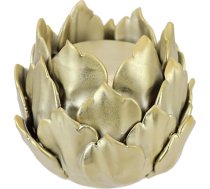 Sveču turētājs "Artišoki" Keramikas staba sveču turētājs Dekoratīvais zelts adventes vainagiem Vainags galda rotājums Konusi Ūdens lilija Lotus ornaments Dekoratīvs priekšmets Dāvana